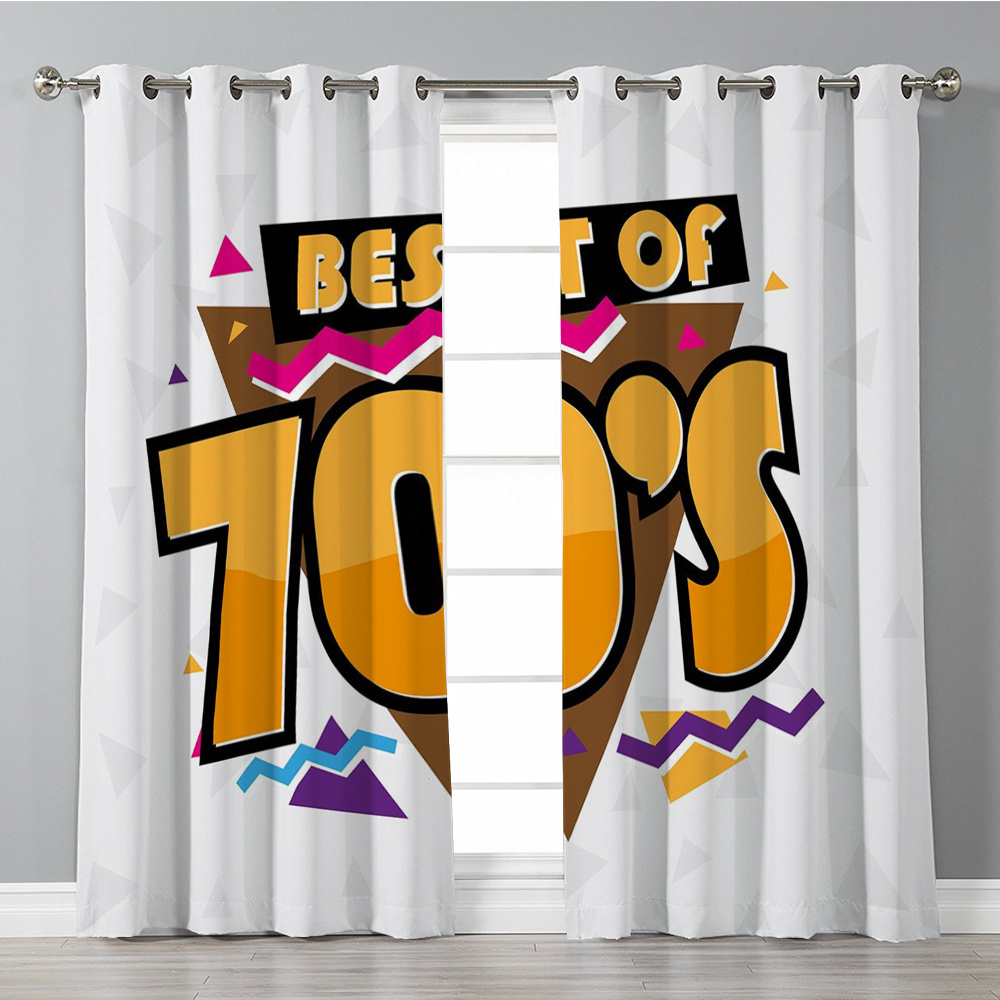 Wholesale 70s Party Decorations,Party Time 70s Music Theme Retro 3D Printed office window curtains