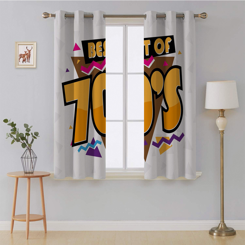 Wholesale 70s Party Decorations,Party Time 70s Music Theme Retro 3D Printed office window curtains