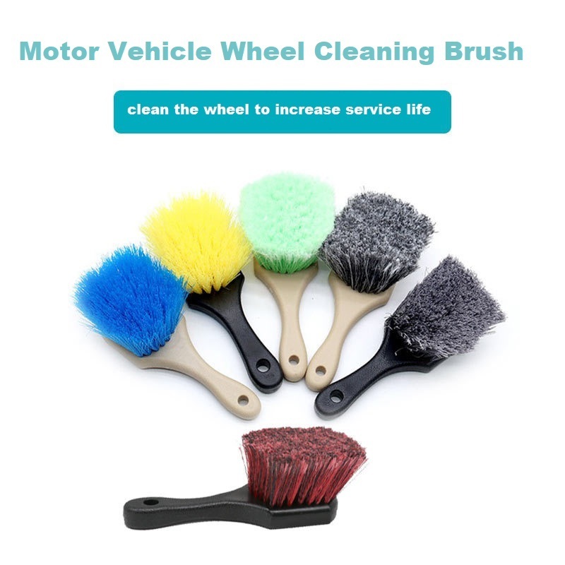 Wholesale Soft Short Handle Bristle Car Wash Brush Cleaning Auto Wheel & Tire Cleaner Brush for Easy Scrubbing