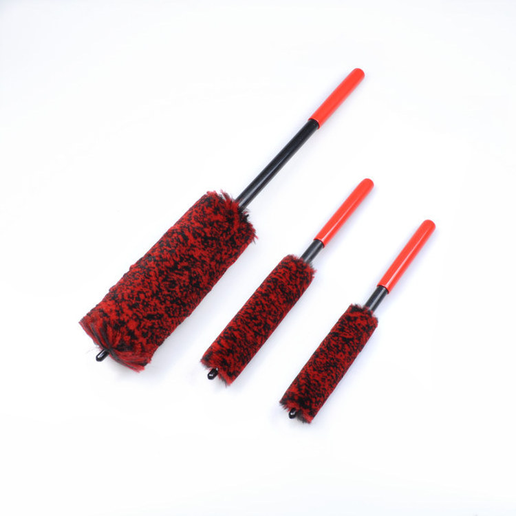 New Color Soft Fiber Car Tire Cleaning Brush 3PCS Wheel Woolies Brushes Alloy Wheel Cleaning Kit Rim Detailing Brush