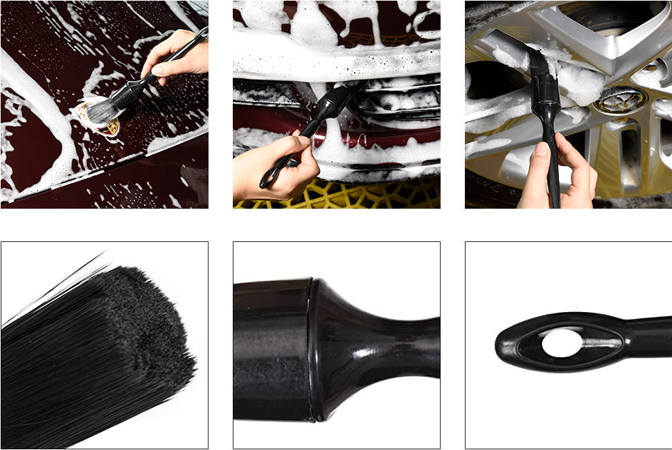 2023 New 3 Pcs Detailing Brush Soft PP Bristle Car Wash Detailing Brush Tool Kits Car Tire Engine Cleaning Detail Brush