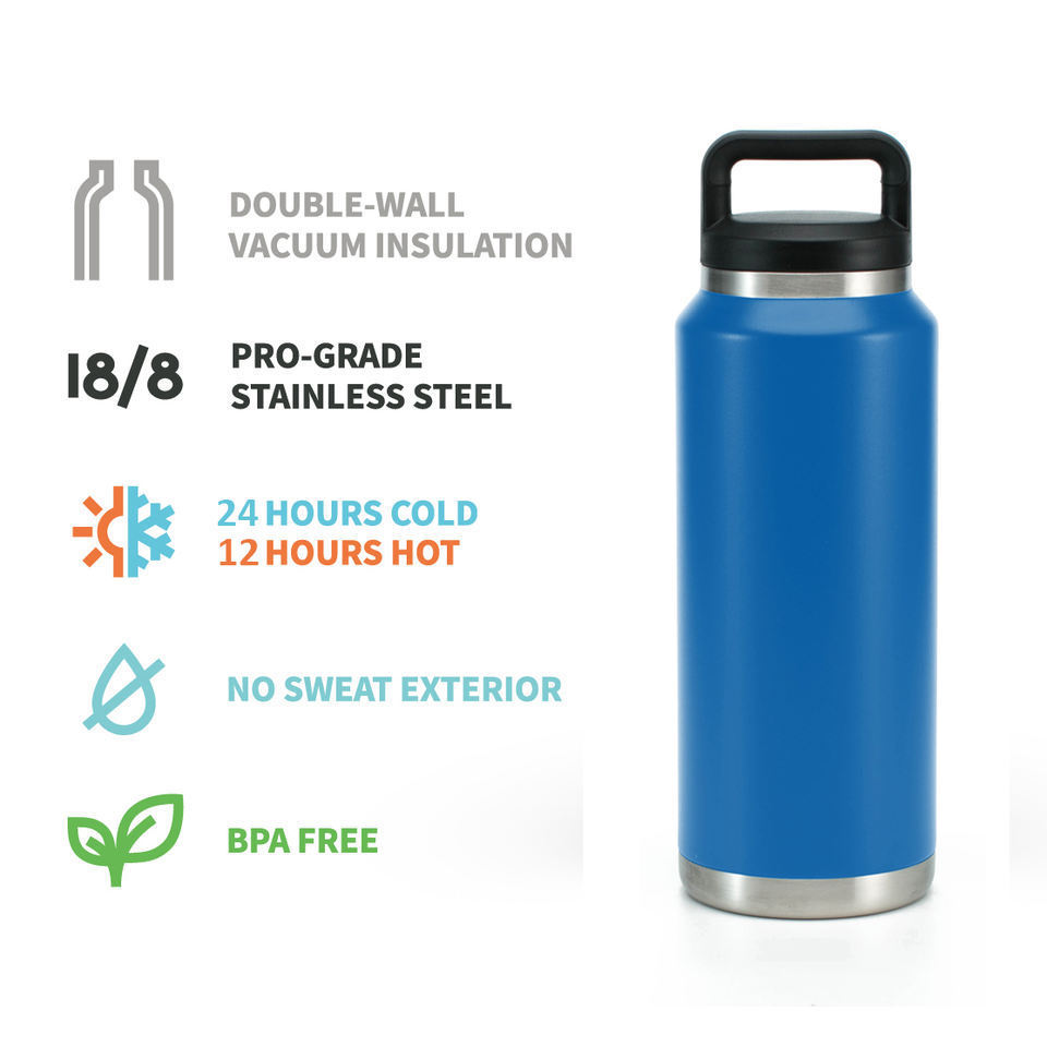 Newly 36oz Yetys Travel flasks Stainless Steel Sports bottle Powder Coated Yetirambller Water Bottle with Wide Mouth chug Lid