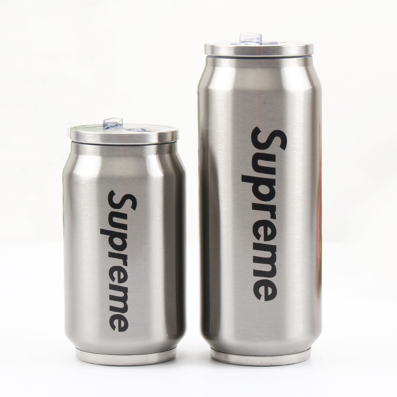 350/500ml Stainless Steel Double Wall 12oz/17oz Cola Can Bottle Thermos Vacuum Cans Water cokes Bottle With Flip lid and straw