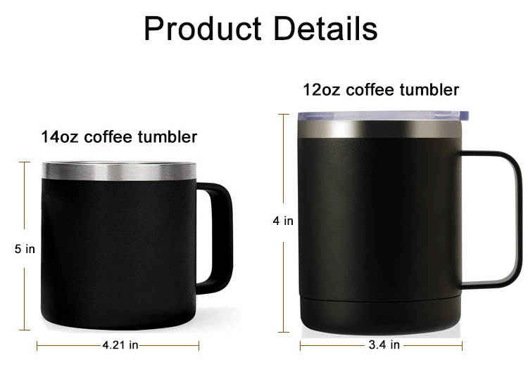 12oz insulated mugs cup reusable tumbler coffee mug with lid 12 oz Stainless Steel Double Wall Vacuum Tumbler