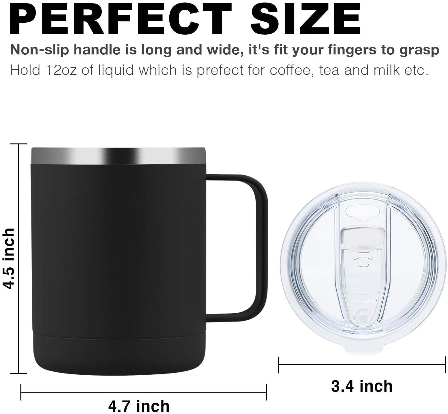 12oz insulated mugs cup reusable tumbler coffee mug with lid 12 oz Stainless Steel Double Wall Vacuum Tumbler