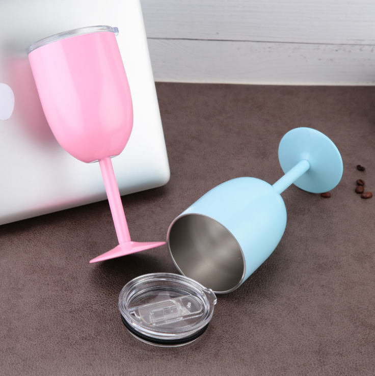 Goblet Tumbler Double Wall Stem Wine Goblet Wine Glasses Custom Metal Stainless Steel CLASSIC Party Cups White Box + OPP Bag OSL