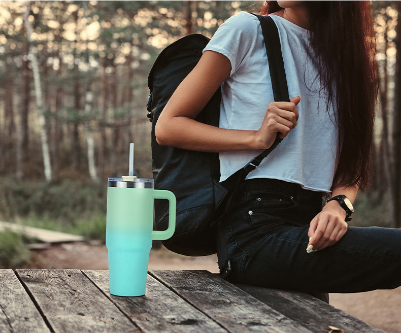 30OZ travel mug water bottle with straw and handle with compartment tumbler wraps straw topper charms for mugs straw