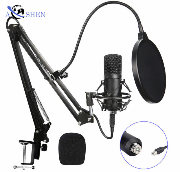 OEM USB Professional Condenser Microphone Sound Card BM800 Set Recording Studio Microphone For Computer Laptop Mic Kit