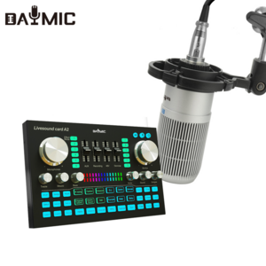 DAYMIC Professional Large diaphragm Microphone With sound card for Broadcasting Musical instrument recording