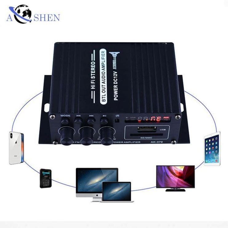 Aoshen Wholesale  HIFI 2 channel class ab car audio amplifiers mini stereo blutooth 12v amplifier for home