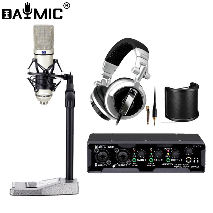 Professional Studio record 34mm Large Diaphragm microphone Monitors Headphones sound card home Broadcast Equipment