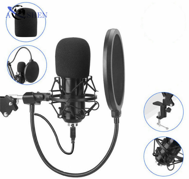 USB Professional Condenser Microphone Sound Card BM800 Set Recording Studio Microphone For Computer Laptop Mic Kit