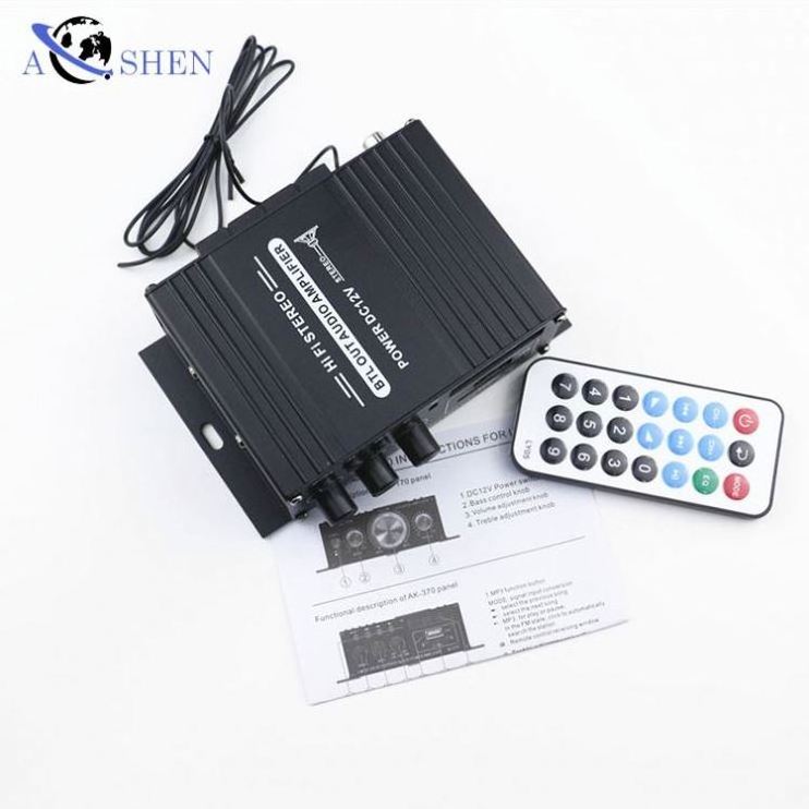 Aoshen Wholesale  HIFI 2 channel class ab car audio amplifiers mini stereo blutooth 12v amplifier for home