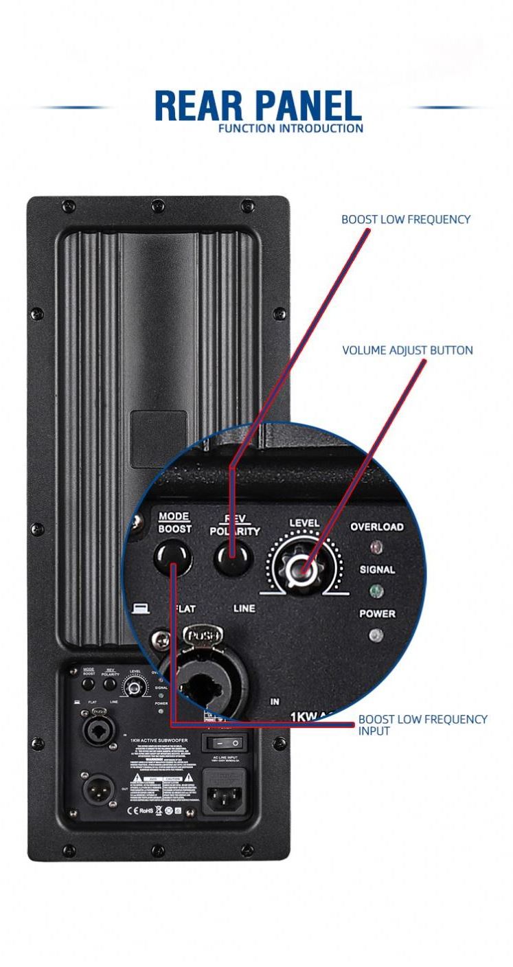 Class D professional active speaker stage 15 inch subwoofer with 1000w power amplifier module