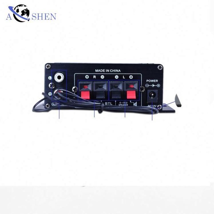 Aoshen Wholesale  HIFI 2 channel class ab car audio amplifiers mini stereo blutooth 12v amplifier for home