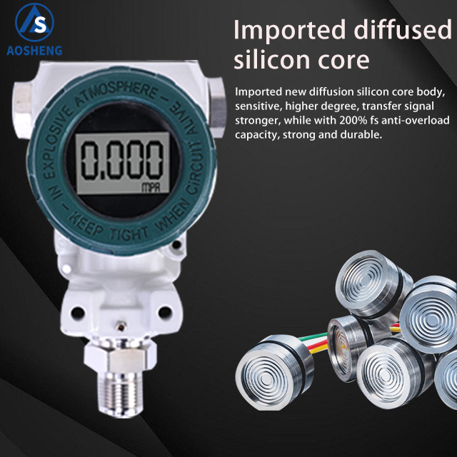 AOSHENG Led Belt Display Pressure Transmitter Diffused Silicon Pressure Transmitter Pressure Transducer 4-20ma Dc24v