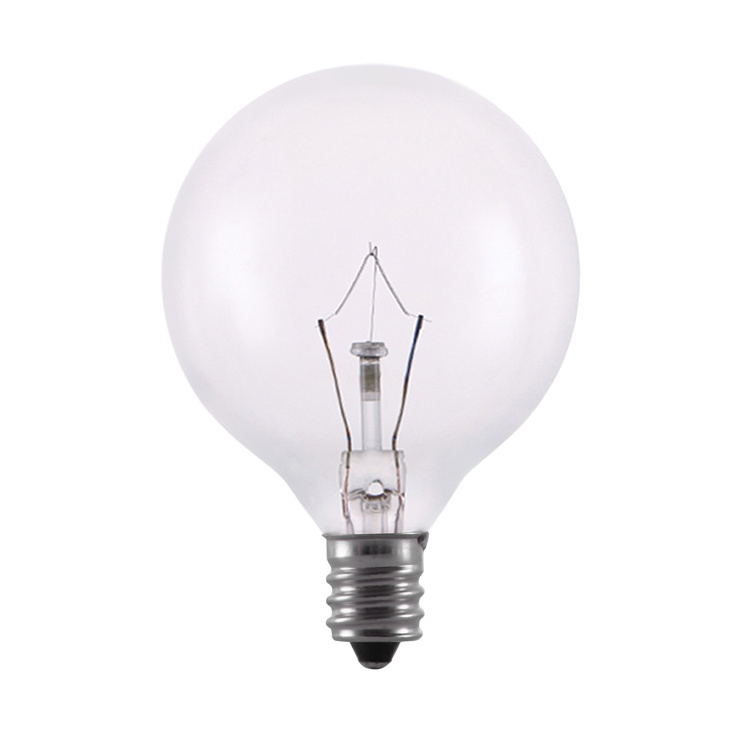 G16.5 E12 Pearl White Bulb G50 Incandescent Bulb G16.5 Globe E12 Incandescent Candelabra Base 120V25W E12 BULB