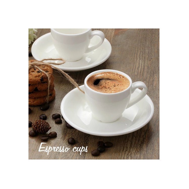 Tasse Bardak Tazas Para Cafe Cheap Small Italian Coffee Mug 80ml European Classic Pure White Espresso Cups Saucer Sets Wholesale