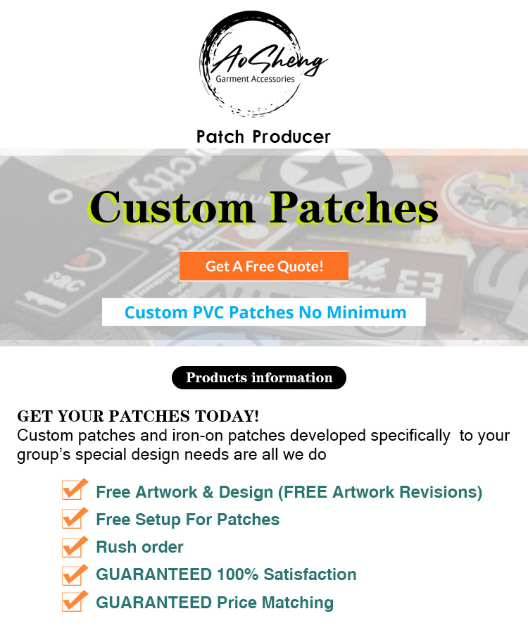 Aosheng Garment Custom Pvc Rubber Patch No Minimum 3D Soft Pvc Patches Silicone Patches