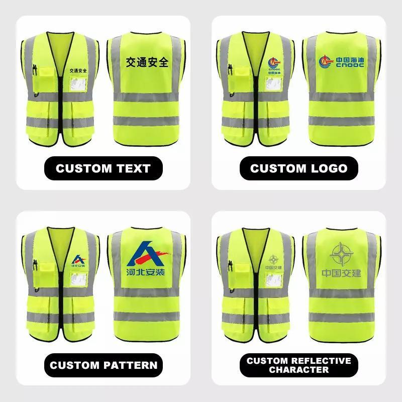 With logo custom led work engineer reflective safety clothing jacket industrial construction high visible mesh safety vest