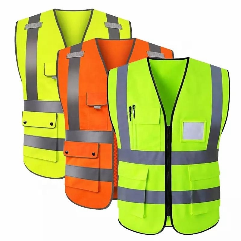 With logo custom led work engineer reflective safety clothing jacket industrial construction high visible mesh safety vest