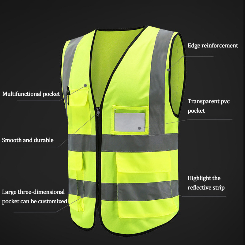 With logo custom led work engineer reflective safety clothing jacket industrial construction high visible mesh safety vest