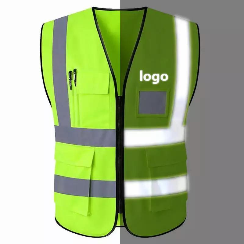 With logo custom led work engineer reflective safety clothing jacket industrial construction high visible mesh safety vest