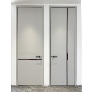 Modern factory custom soundproof moisture-proof office villa house interior door WPC PVC MDF flat interior wooden door