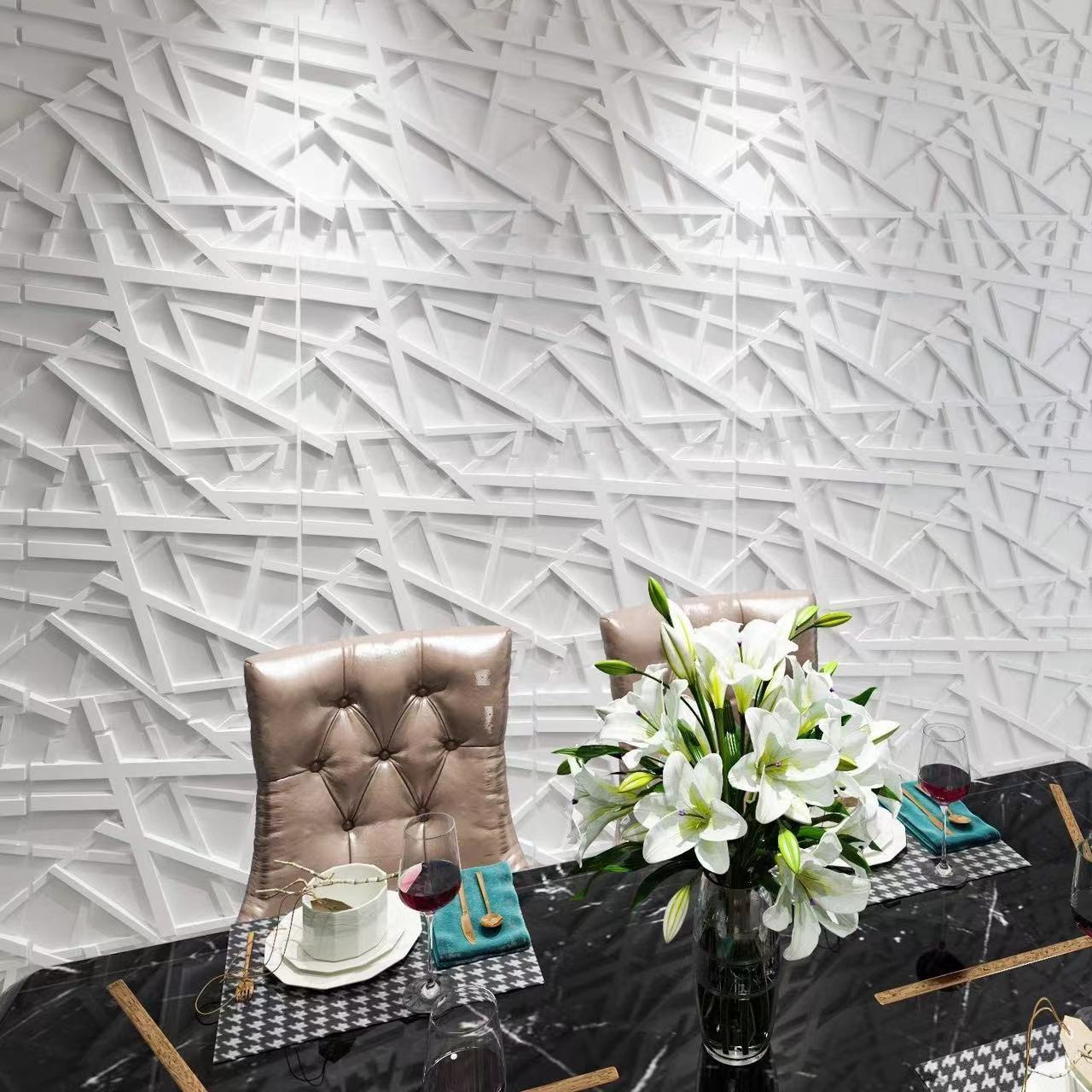 Competitively Price 50*50cm 3d Textures Wall Panels Luxury Fireproof Mould-Proof Wall Decoration White for Home Industrial