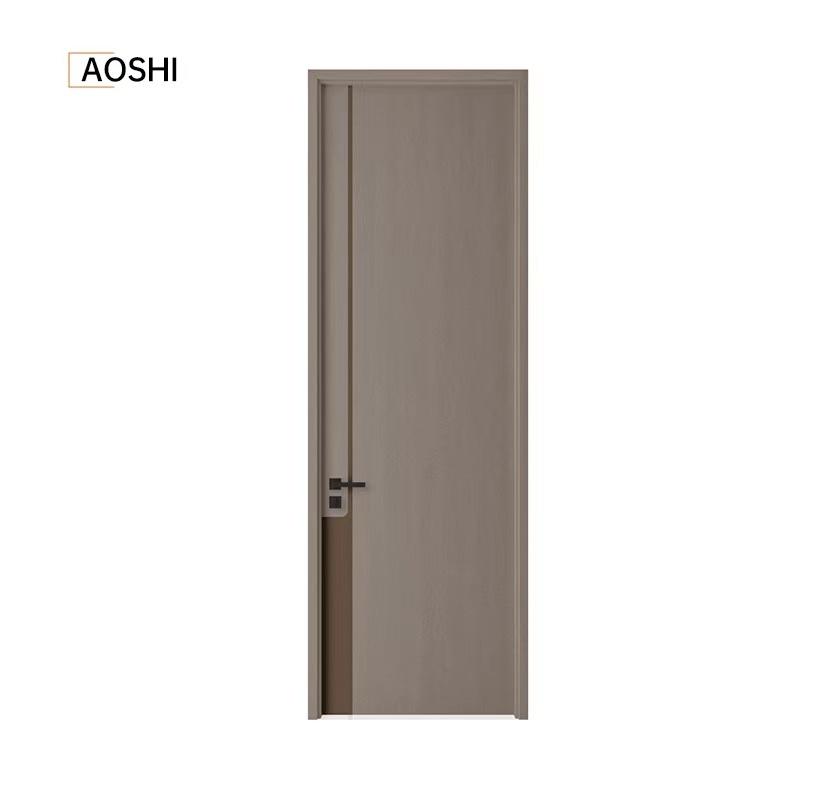 Factory custom Modern Sound insulation moisture proof Office prehung Indoor solid WPC PVC MDF interior wooden doors for houses