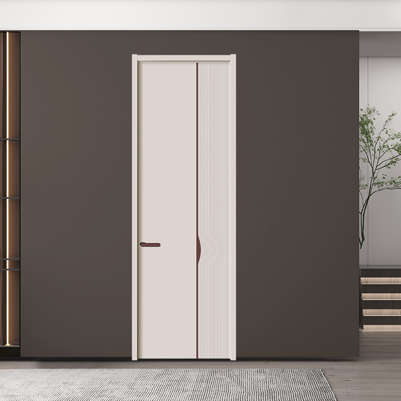 Modern factory custom soundproof moisture-proof office villa house interior door WPC PVC MDF flat interior wooden door