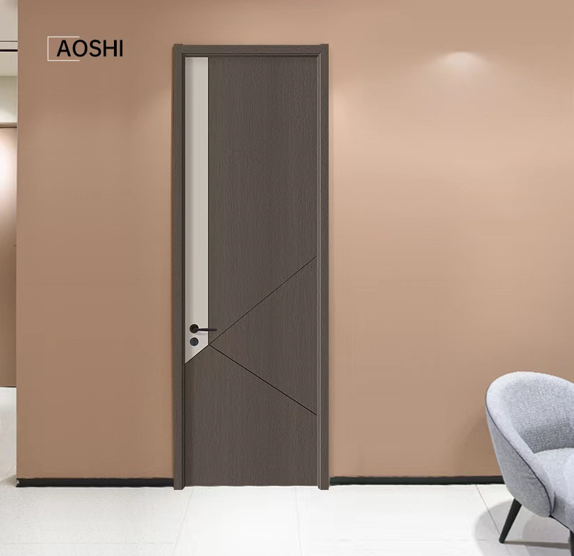 Factory custom Modern Sound insulation moisture proof Office prehung Indoor solid WPC PVC MDF interior wooden doors for houses