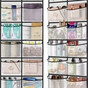 Customizable Non-Woven Mesh Pockets Shoe Organizer Over The Door Wall Mount Hanging Sundries Shoe Organizer