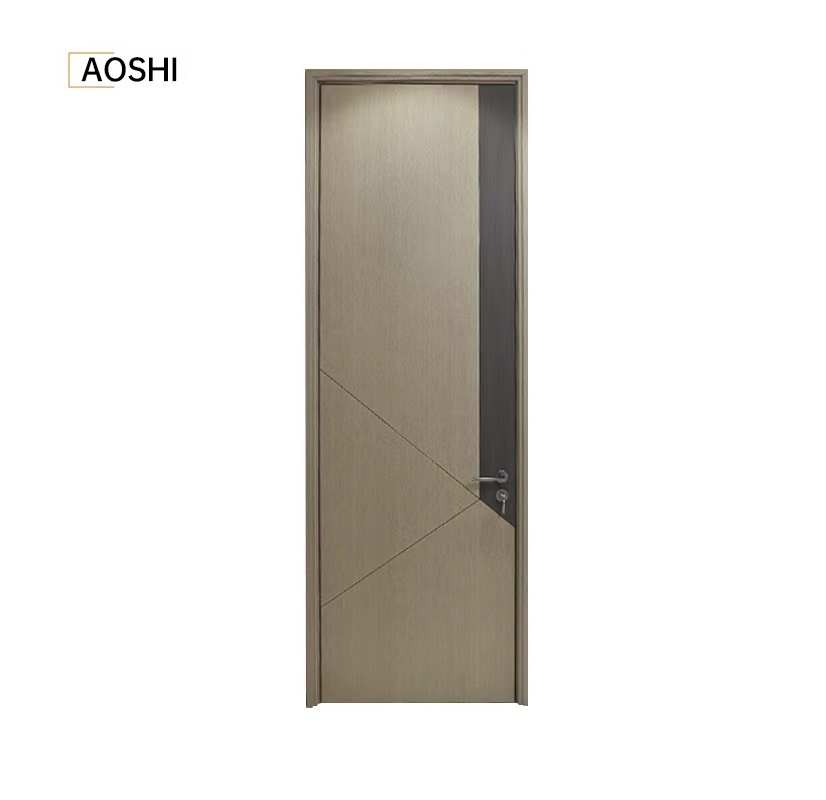 Factory custom Modern Sound insulation moisture proof Office prehung Indoor solid WPC PVC MDF interior wooden doors for houses