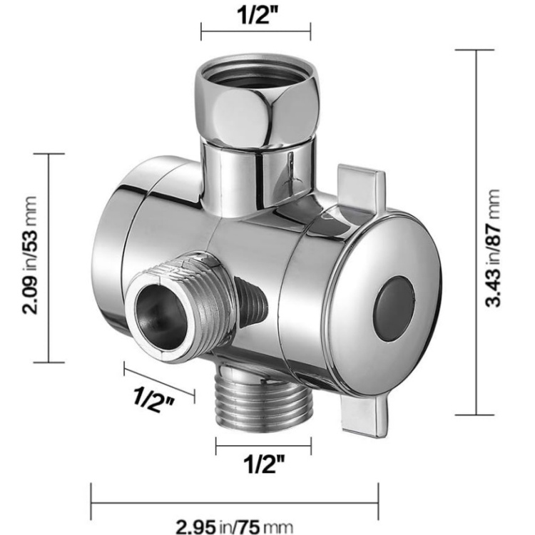 3 Way Shower Diverter Valve 1/2 with Hand Shower Cradle for Bathroom Hand Shower Hardware Accessory