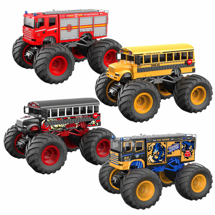 2.4GHz 1/18 Scale Remote Control Bus Car With Light And Sound Big Wheel Racing Engineering Cars RC Monster Truck