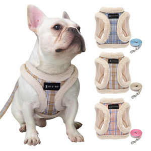 Pet Supplies Warm Dog Harness with Leash set Soft Fleece Puppy Jacket Vest for French Bulldog