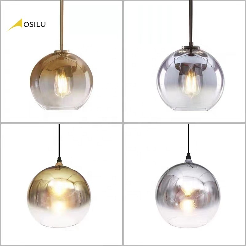 Gold and silver glass ball chandelier modern simple creative bedside lamp personality hallway chandelier