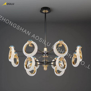 Modern Nordic LED Luxury Crystal Chandelier Ring Shape Nordic Kitchen Light Pendant