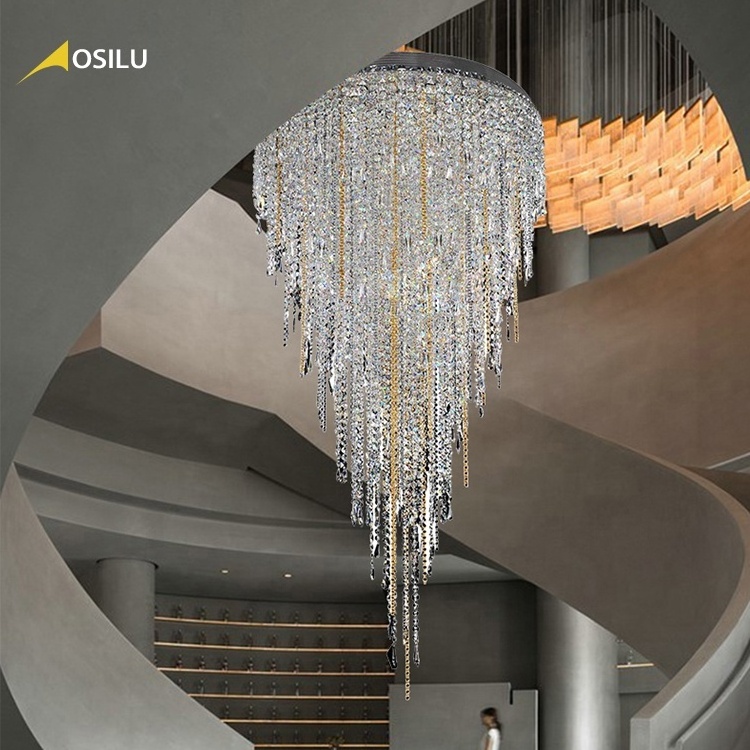 Modern spiral home luxury living room chandelier dinning room high low ceiling mounted chandelier