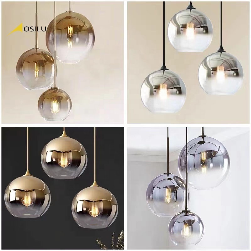 Gold and silver glass ball chandelier modern simple creative bedside lamp personality hallway chandelier