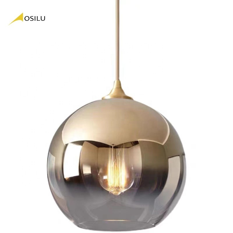 Gold and silver glass ball chandelier modern simple creative bedside lamp personality hallway chandelier