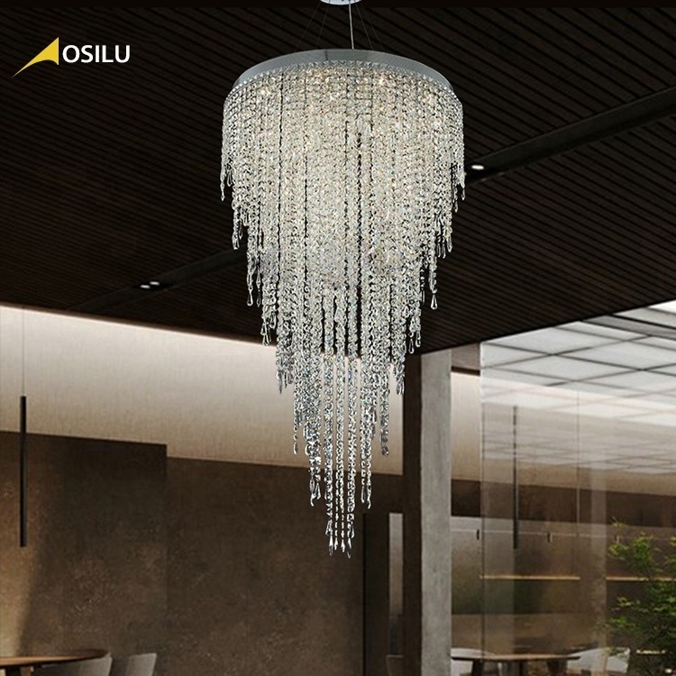 Modern spiral home luxury living room chandelier dinning room high low ceiling mounted chandelier