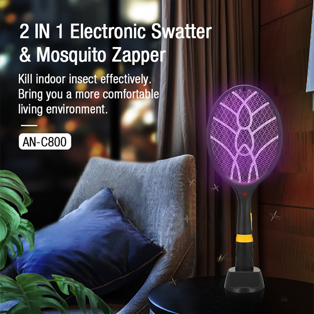 Mosquito Killer Bat UV Led Light Electronic Bug Zapper Racket Hand Mosquito Swatter