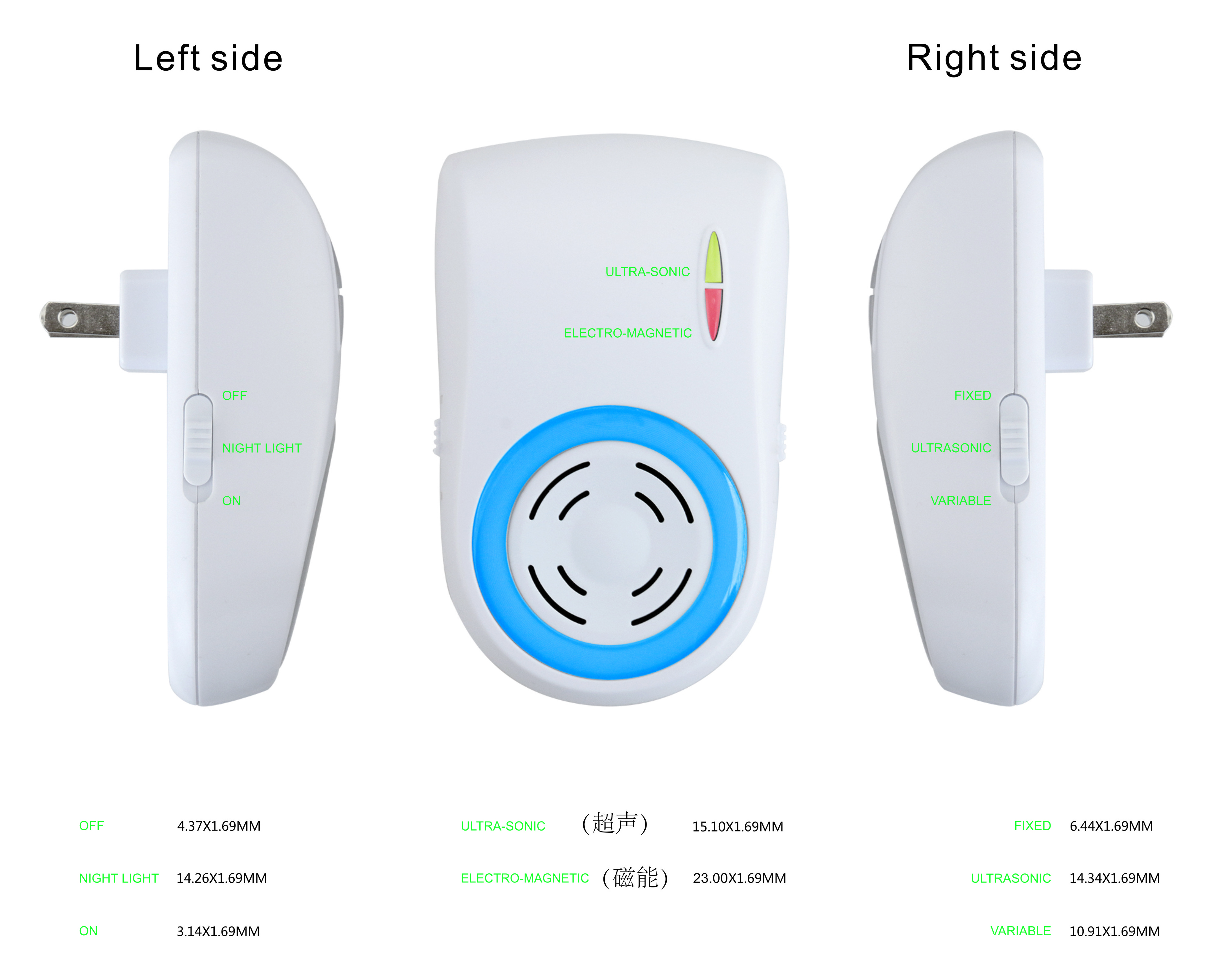 Electromagnetic Bed Bug Spider Repeller Plug In Ultrasonic Cockroach Mosquito Repeller