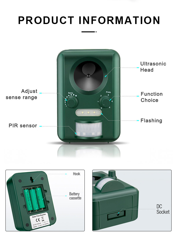 Outdoor Solar Laser Ultrasonic Deer Bat Pigeon Cat Bird Dog Animal Repeller