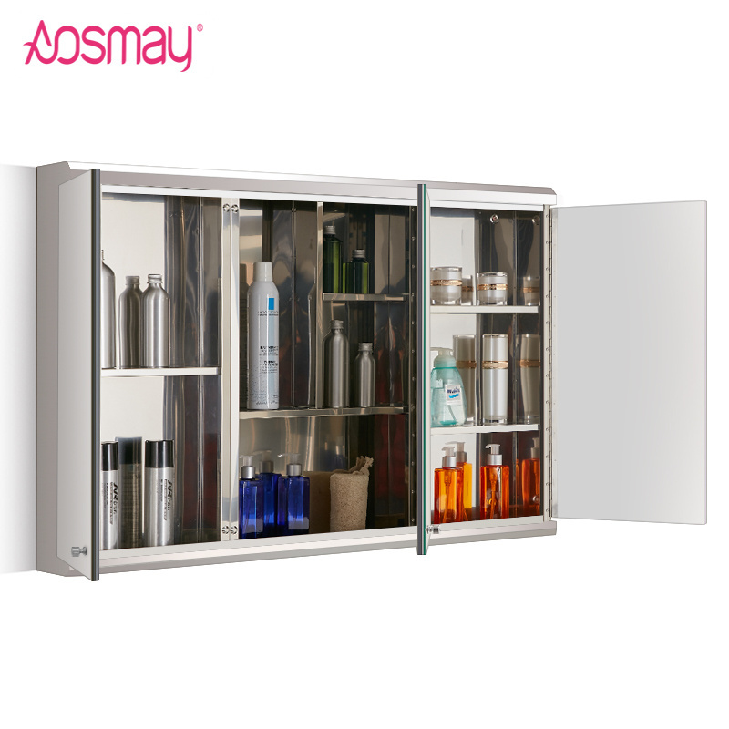 AOSMAY Mirror Stainless Steel Bathroom Medicine Cabinet For Storage