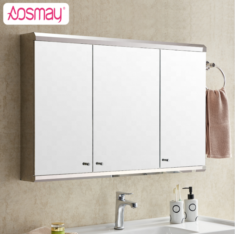 AOSMAY Mirror Stainless Steel Bathroom Medicine Cabinet For Storage