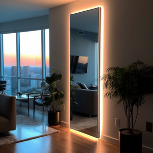 big salon station mirror standing dressing full length mirror with light wall full smart led mirror bathroom