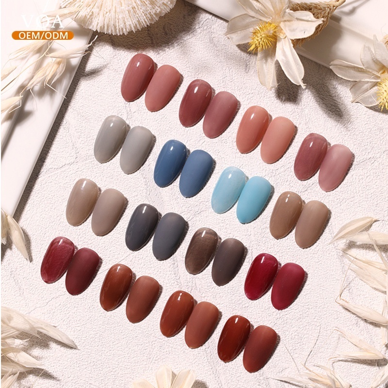 Aosmei 9 Colors Sheer Nude Translucent Vernis Gel UV Ice Jelly Color Gel Nail Polish Set with Acrylic Color Chart Display